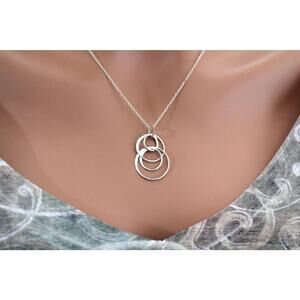 Sterling Silver Circles of Life Charm Necklace,